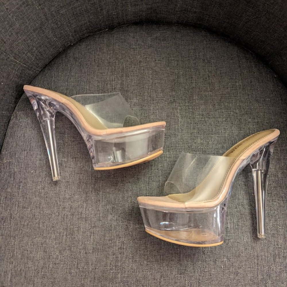 Fashion Nova Way Up PVC Mules